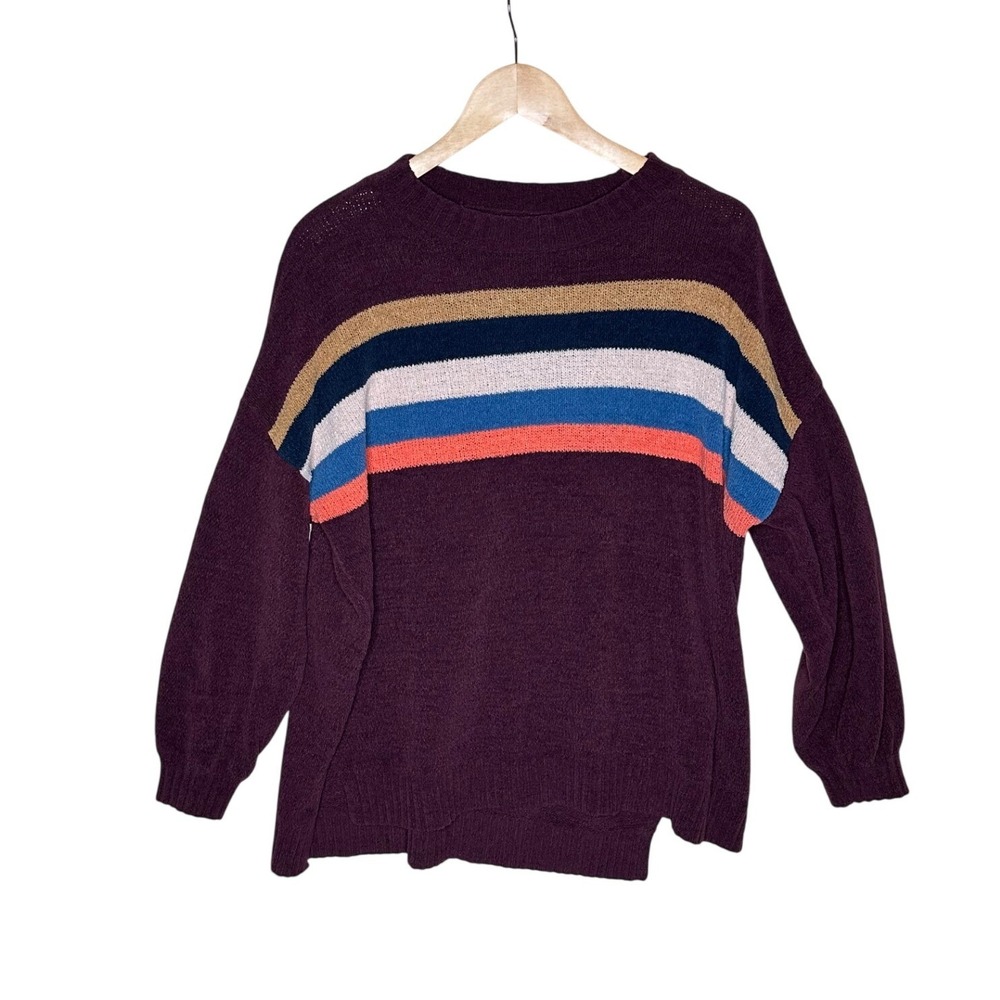 American Eagle Women's Oversized Chenille Striped Crew Neck Sweater size XS/S Re